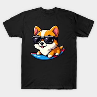 Surfing Corgi | Ocean Vibes | T Shirt Design T-Shirt